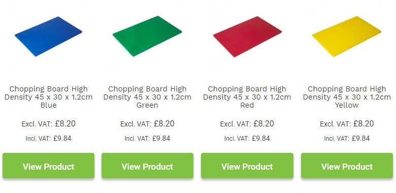 Colour Coded Chopping Boards, Standard Wooden Cutting Board Size Chart