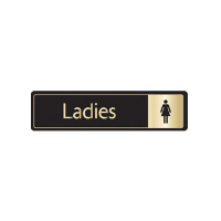 Door Sign Ladies with Symbol Gold on Black