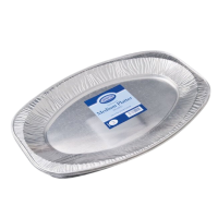 Essential Aluminium Oval Foil Platter Embossed 35cm (Pack 2)