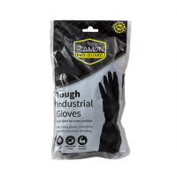 Tough Industrial Black Rubber Gloves 1 Pair Large