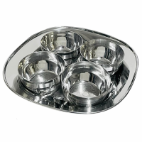 Stainless Steel Square  Round Royal Pickle Tray Set 4 Pieces