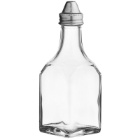 Glass Square Oil & Vinegar Bottle 6oz with Steel Top