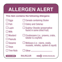 Removable Allergy Safety Labels 50 x 50mm / 2" x 2" (Pack 500)