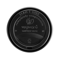 Vegware Biodegradable 89mm Black CPLA Hot Coffee Cup Lid fits 10-20oz (Pack 50) [20]