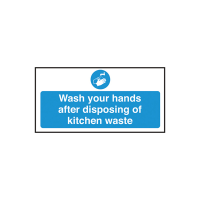 Self Adhesive Wash Hands after Disposing Waste Sign