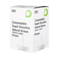Biodegradeable 9" White Smoothie Straws 9mm Diameter (Pack 250)