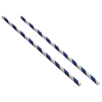 Paper Blue Striped Straw 8"x 6mm (Pack 250)