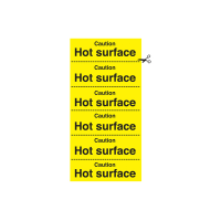 Self Adhesive Caution Hot Surface Sign x6
