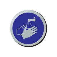 Wash Hands Symbol 75mm Door Disc in Silver Finish