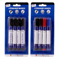 Just Stationery 4 Permanent Markers Bullet Tip (Pack 4)