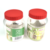 Sunpet Clear Plastic Jar Red Top 750ml (Pack of 2)