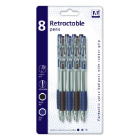 A* Black and Blue Retractable Ballpoint Pens (Pack of 8)
