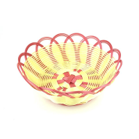 Round Woven Basket With Red Trim 24cm