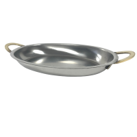 Stainless Steel Oval Dish with Brass Handle 20cm