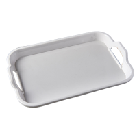 Melamine Serving Tray with Two Handles White 26.5 x 18cm