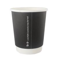 Black Double Wall Hot Drink / Coffee Cup 12oz (Pack 25) [500]