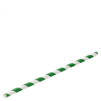 Paper Green Stripe Straw 8" (20cm) (Pack 100)