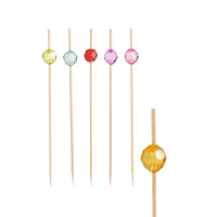 Bamboo Pearl Party Picks/Skewers, 12cm, Assorted Colours (Pack 100)