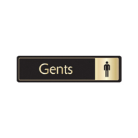 Door Sign Gents with Symbol Gold on Black