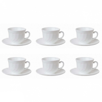 Luminarc Trianon White Cup & Saucer 22cl (Includes 6 cups and 6 saucers)