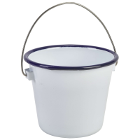 Serving Enamel Bucket White with Blue Rim 10cm