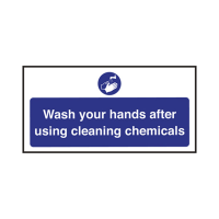 Self Adhesive Wash Hands after Cleaning Chemicals Sign