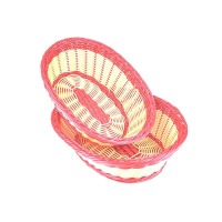 Small Deluxe Oval Woven Basket With Red Trim 25x20cm