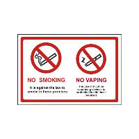 Self Adhesive No Smoking No Vaping Sign