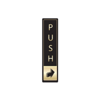 Door Sign Push Vertical with Symbol Gold on Black