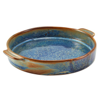 Genware Terra Porcelain Aqua Blue Round Eared Dish 20.3cm