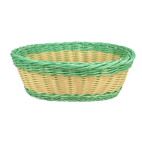 Small Deluxe Oval Woven Basket With Green Trim 25x20cm