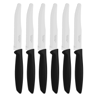 Tramontina Black Handle Rounded Tip Multipurpose Kitchen Knife Set (Pack 6)