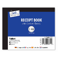 Just Stationery Receipt Book, Half size 80 sets