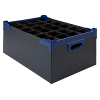 Glassware Box in Black - 24 Compartment 500 x 345 x 200mm Single - LID SOLD SEPARATELY