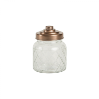Small Lattice Glass Jar With Copper Finish Lid 600ml