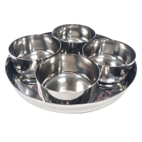 Stainless Steel Simple Pickle Tray Set with 4 Small Ramekins