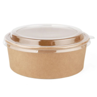 Round Kraft Deli Bowl with PET Lid 1000ml (Pack25)