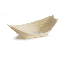 Disposable Serving Pieces Medium Wood Boat, Natural, 12x5cm, 45ml (Pack 50)