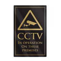 CCTV in Operation Sign in Gold Black 260mm x 170mmv