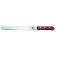 Victorinox Rosewood Handle Slicing Knife with Round Tip Serrated Edge 25cm