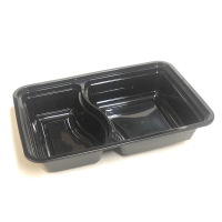 Black Microwaveable Plastic Container Base 2 Comp. (Pack 300)