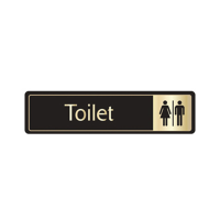 Door Sign Toilet with Symbol Gold on Black