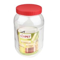 Sunpet Clear Plastic Jar Red Top 500ml (Pack of 3)