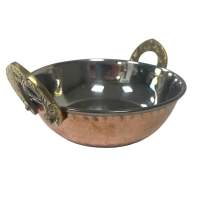Copper Karahi with Brass Handle No 3 / 16cm