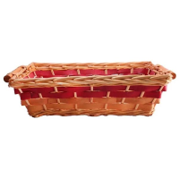 Rectangular Red Two Tone Basket with Handle 46cm