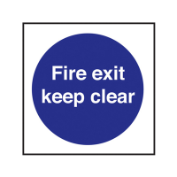 Self Adhesive Fire Exit Keep Clear Sign