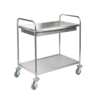 Stainless Steel 2 Tier Deep Clearing Trolley 86(w) x 53(d) x 93(h)cm