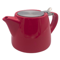 Red Ceramic Stackable Teapot With Stainless Steel Lid & Infuser 18oz / 51cl