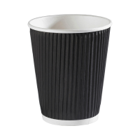 Black Ripple Wall Hot Drink / Coffee Cup 12oz (Pack 25) [500]
