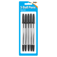 Tiger Ball Pens Black Ink (Pack 5)